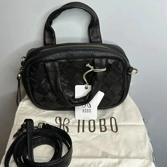 HOBO Black Maze Woven Leather Satchel - Picture 4 of 12